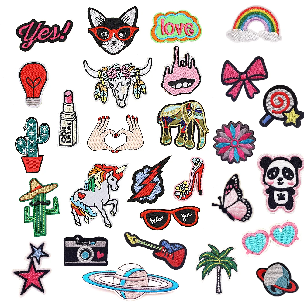 1 PC Cartoon Animal Shape Cloth Stripes Stickers for Clothes Embroidery Patch On Backpack Jeans Patches for Clothing Iron