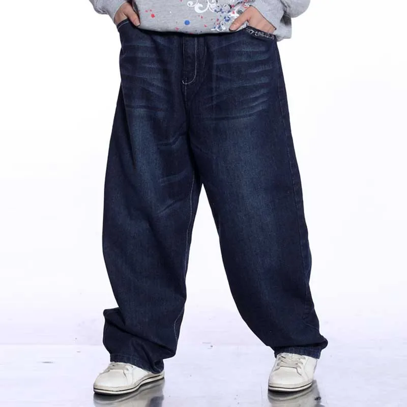 

Fashion Hip Hop Jeans Men Casual Loose Baggy Harem Jeans Straight Denim Pants Wide Leg Blue Trousers Man Clothes Plus Size Pants