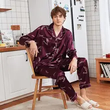 Новинка весны мужская рубашка брюки, платье костюм платье ванна пижамы комплекты Повседневное с длинным рукавом пижамы мужской домашняя ночная рубашка L-XXL