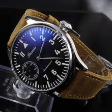 Sweet gifts 44mm parnis Black Dial Luminous Marks leather strap 17 jewels 6497 Hand Wind Mechanical men's Watch romantic sweet 44mm corgeut black dial luminous marks sapphire glass leather strap luxury brand 6497 hand winding men s watch