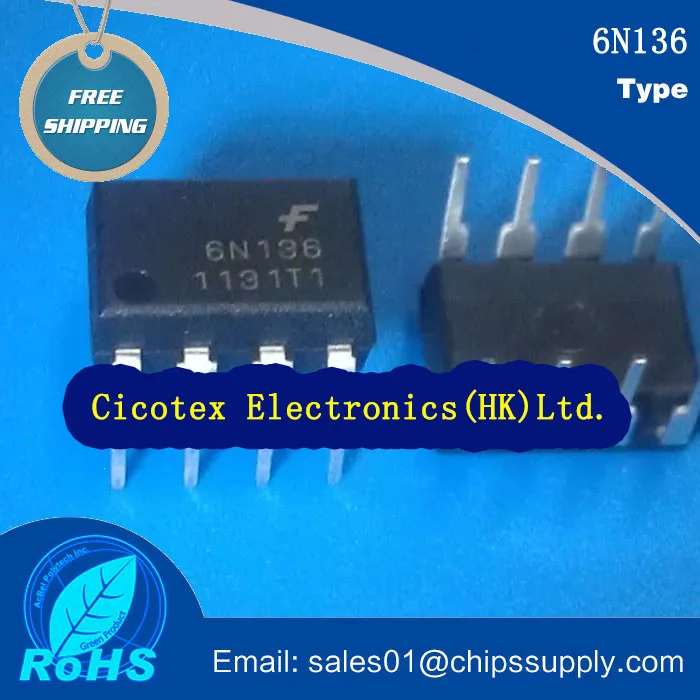

10pcs/lot 6N136 DIP8 OPTOISO 5KV TRANS W/BASE 8DIP 6N136M