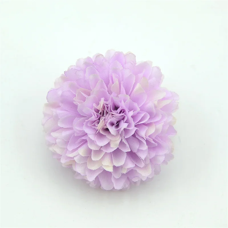 10 шт 5 см Шелковая Гвоздика искусственный помпон-Цветок голова гортензии домашнее свадебное украшение DIY Скрапбукинг поддельные цветы венки - Цвет: Light purple