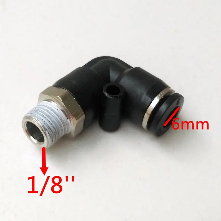 

10pcs/lot Pneumatic Fittings L type 6mm-1/8" Pipe Fitting PL6-1 Black color