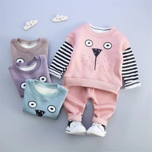 Infant Winter Hello Kitty Warm Cotton Hoodies Jackets Pants 3pcs Sport Suit Clothing Baby Boys Girls Velvet Thicken Sweatshirts