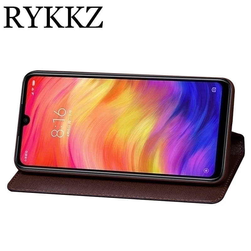 RYKKZ Чехол-книжка из натуральной кожи для Xiaomi Redmi Note 7, чехол на магните для Redmi Note 7 5, чехол s, кожаный чехол, чехол для телефона s