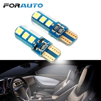 

FORAUTO 2 Pieces/set Silicone Car LED Light Parking Lamp License Plate Lamp Super Bright DC 12V T10 W5W 6 SMD 3030