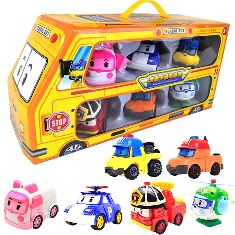 

6pcs/Set Original box Robocar Poli Korea kids Toys Robot Transformation Anime Action Figure Toys For Children Playmobil Juguetes