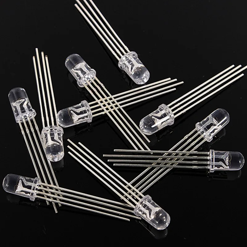 

10pcs RGB LED Diodes 5mm Common Cathode 4 Pin Tri Color Emitting Diodes Transparent LED Light Bulb Lamp DIY Lighting