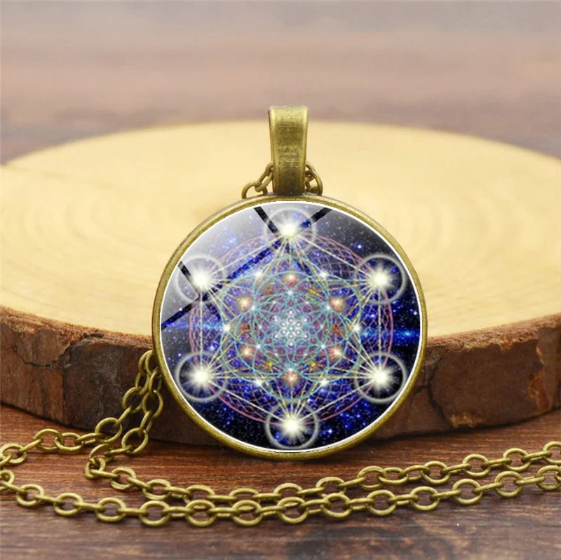 Кулон Metatron в виде священного кубика ожерелье с геометрическим цветком жизни