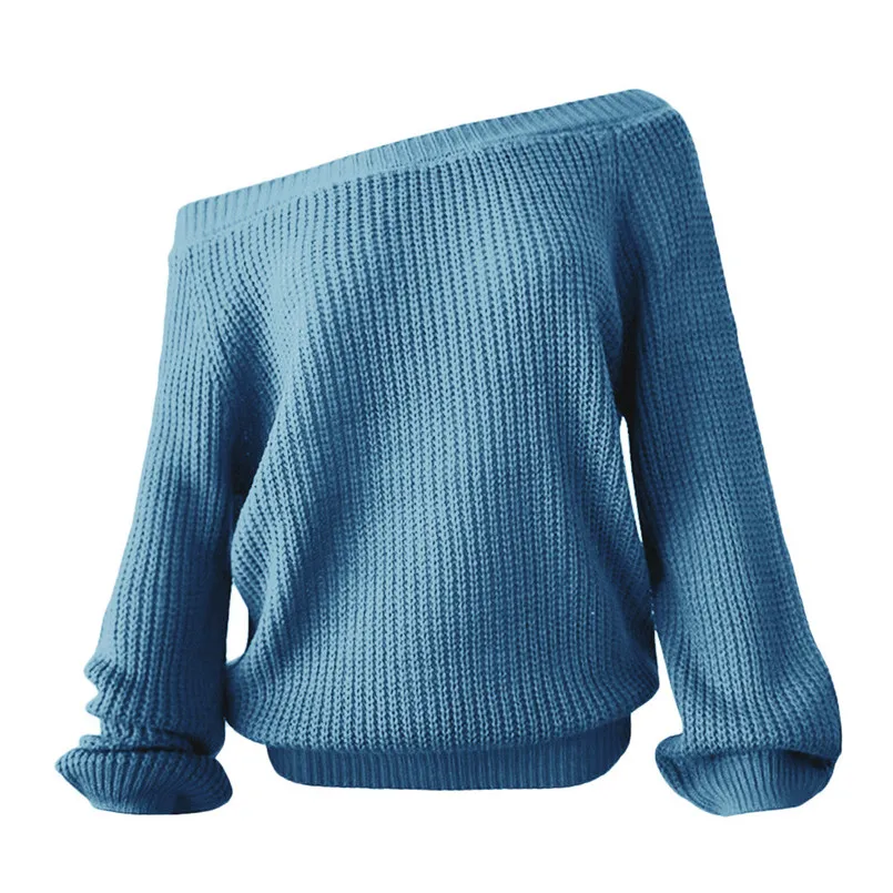 

DT DTSolid Off Shoulder Women Sweater Casual Long Sleeve Fashion Pullover Female 2018 Autumn Winter Jumpers Sueter Mujer 40OC10