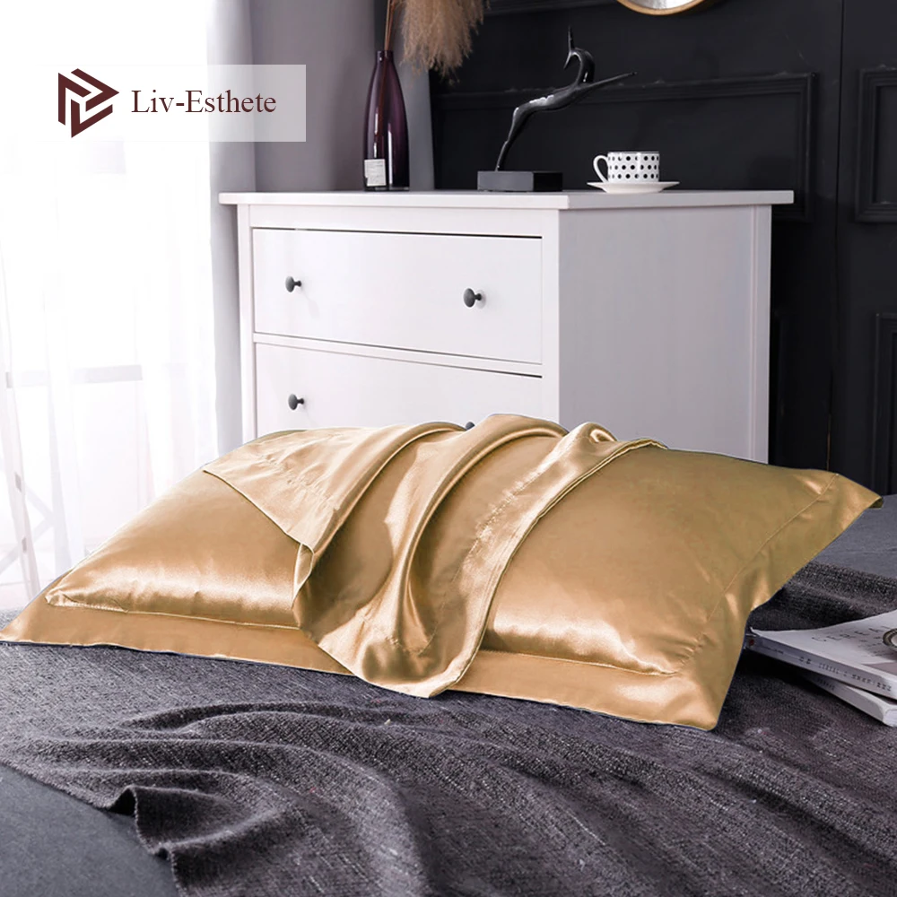 

Liv-Esthete Luxury Camel 100% Nature Mulberry Satin Silk Pillowcase Silky Pillow Case For Women Men Wholesale 19 Color 48x74cm