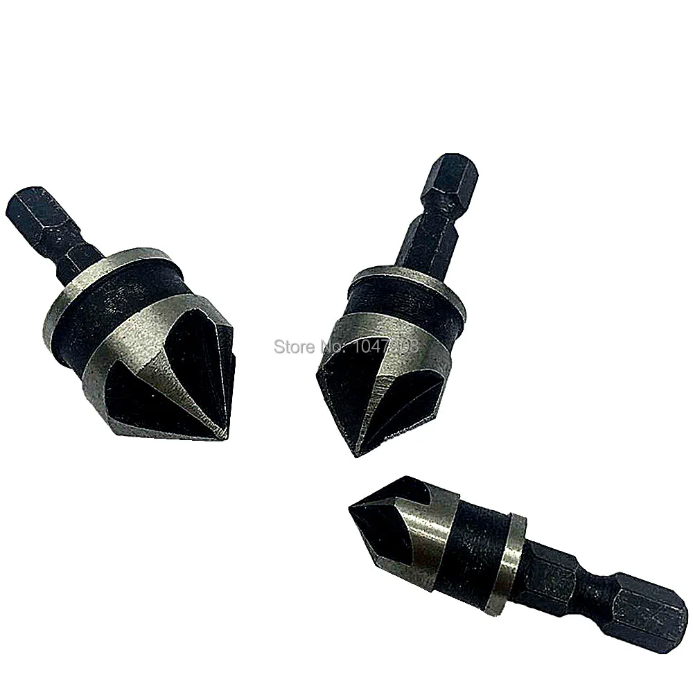 3pc 1/4" Hex 12mm 16mm 19mm Countersink Power Drill Bit Wood Metal Cut