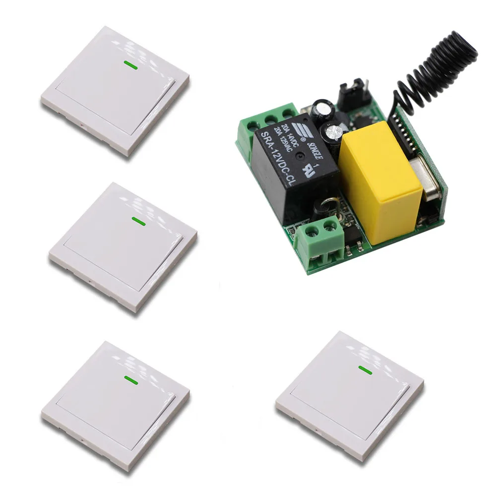 

Mini 220V 1CH 1CH 10A Wireless Remote Control Switch Receiver +86 Wall Panel Transmitter For Hall Bedroom Ceiling LED Lights