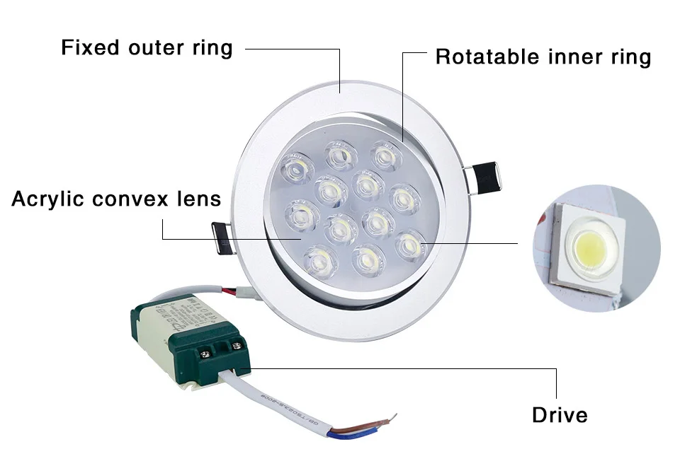 LED Downlight 3W 5W 7W 9W 12W 15W Round Recessed Lamp  Kitchen Indoor LED Spotlight (4)