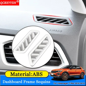 

Car-styling Car Dashboard Frame Air Conditioning Outle Cover Sequins Auto Decoration Accessories For Volkswagen T-Roc 2018 2019