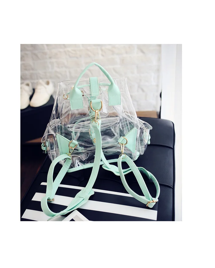Bolsa de Ombro Rosa para a Menina Swyivy Senhora Moda Mochila Transparente Verão 2020 Novas Mulheres Geléia Plástico Viagem Bolsa Pvc 18 Bolsas e Malas