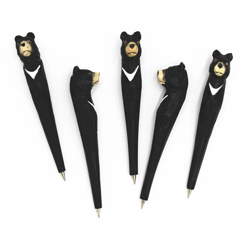 Creative Wood Carving black bear brown bears Ballpoint pen Party Favor