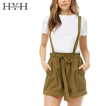 

HYH Haoyihui 2019 New Fashion Casual Loose Simplicity Sweet Simple Commuter Overalls European American Style Suspender Shorts