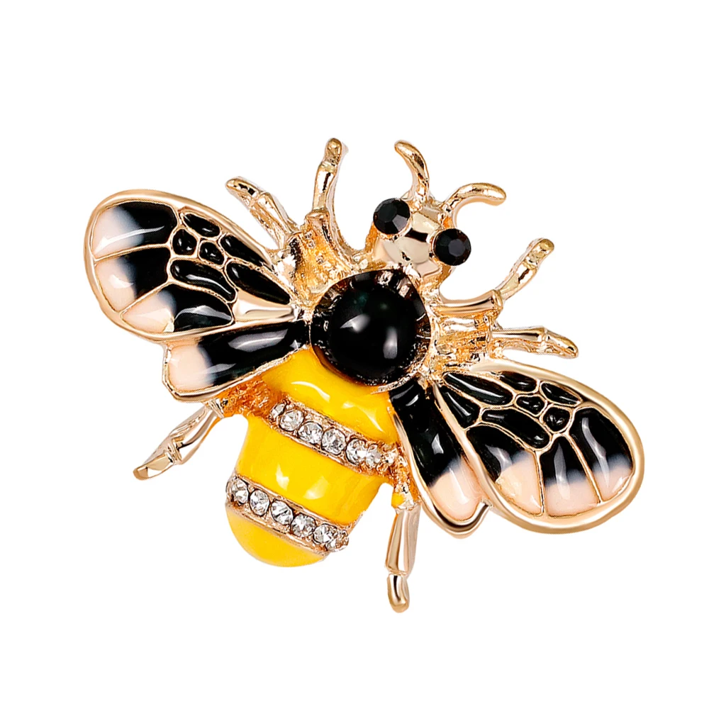 2 Pieces Cute Honeybee with Rhinestone Paved Bug Brooch Insect Lapel Pin Boutonniere Collar Badge Jewelry