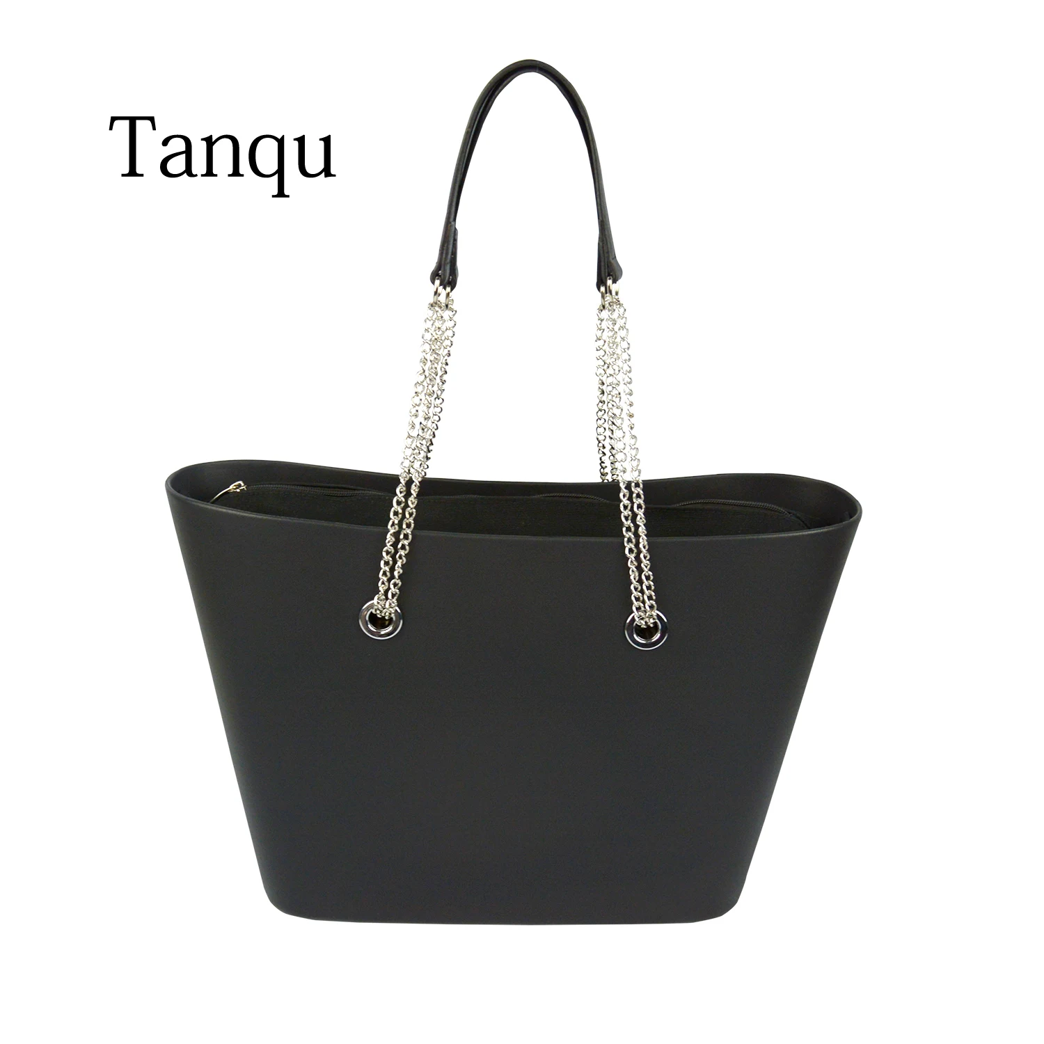 

2019 TANQU Obag Style Big EVA Bag with Inner insert Colorful Long Silver Chain Handles Waterproof Women bag Shoulder bag
