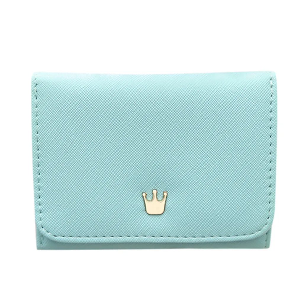 Light Green Xiniu кошелек Для женщин женские короткие Для женщин кошельки Корона украшена Мини Деньги Кошельки Небольшой отложной воротник из искусственной кожи Женский портмоне карты#4 - Цвет: Light Green