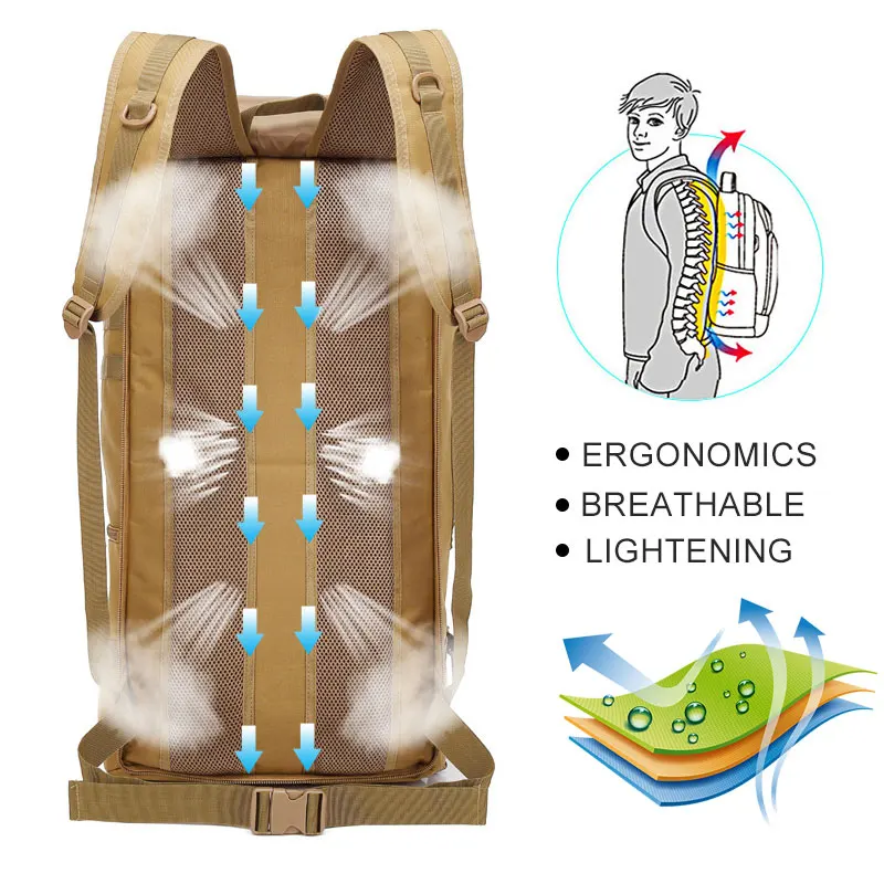 60L Military Tactical Bag Hunting Camping Laptop Molle Backpack Oxford Nylon Waterproof Military Ba