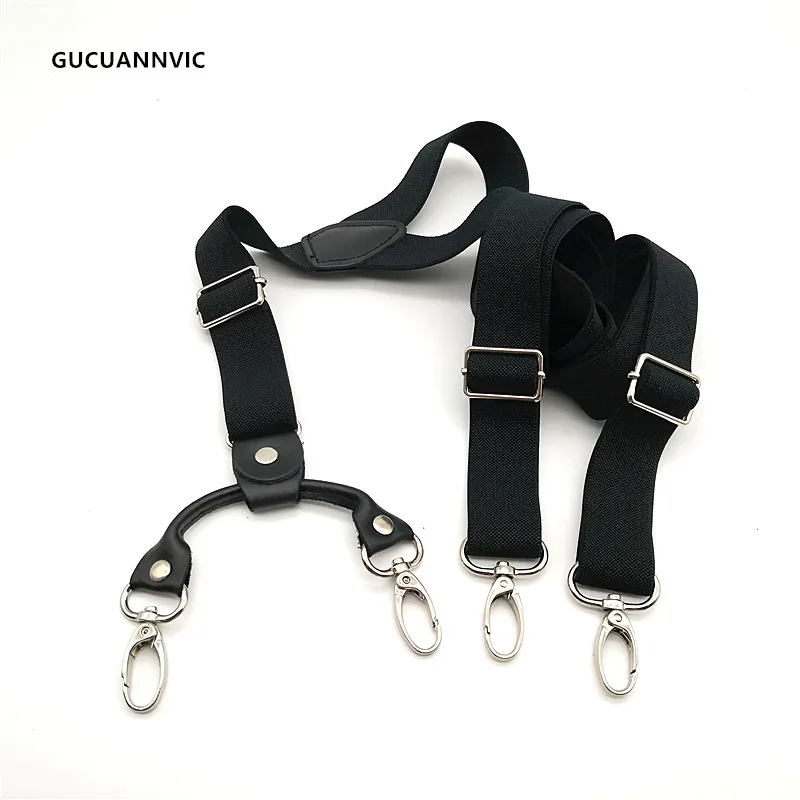 NEW Black long hook and loop suspenders women and Men decorative 3