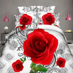 3D постельное белье красная Роза пододеяльник набор 4 шт. пододеяльник плоский лист 2 наволочки