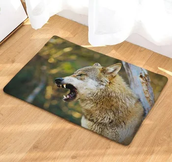

CAMMITEVER Woods Wild Animal Wolf Living Room Carpet Non-slip Rug Blanket Print Home Floor Carpet for Living Room Bedroom