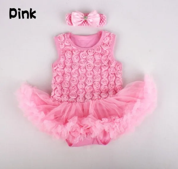 

Hot Sale 1set Baby Girls Tutu Dress+Headband Summer Vest Bodysuits Infant Girls Cotton Rose Romper Dresses + 0-12M
