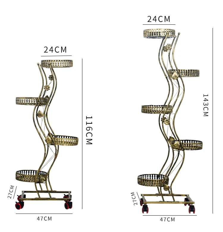 Модная европейская железная многослойная подвижная Выдвижная Цветочная рама с колесом, напольная Цветочная подставка для гостиной