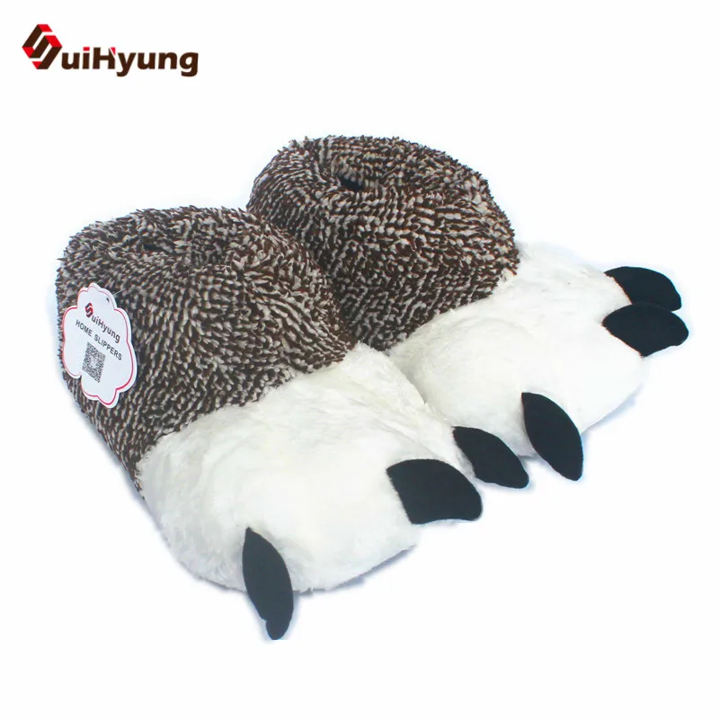 New Fashion Thermal Winter Indoor Cotton Padded Plush Cartoon Bear Claw