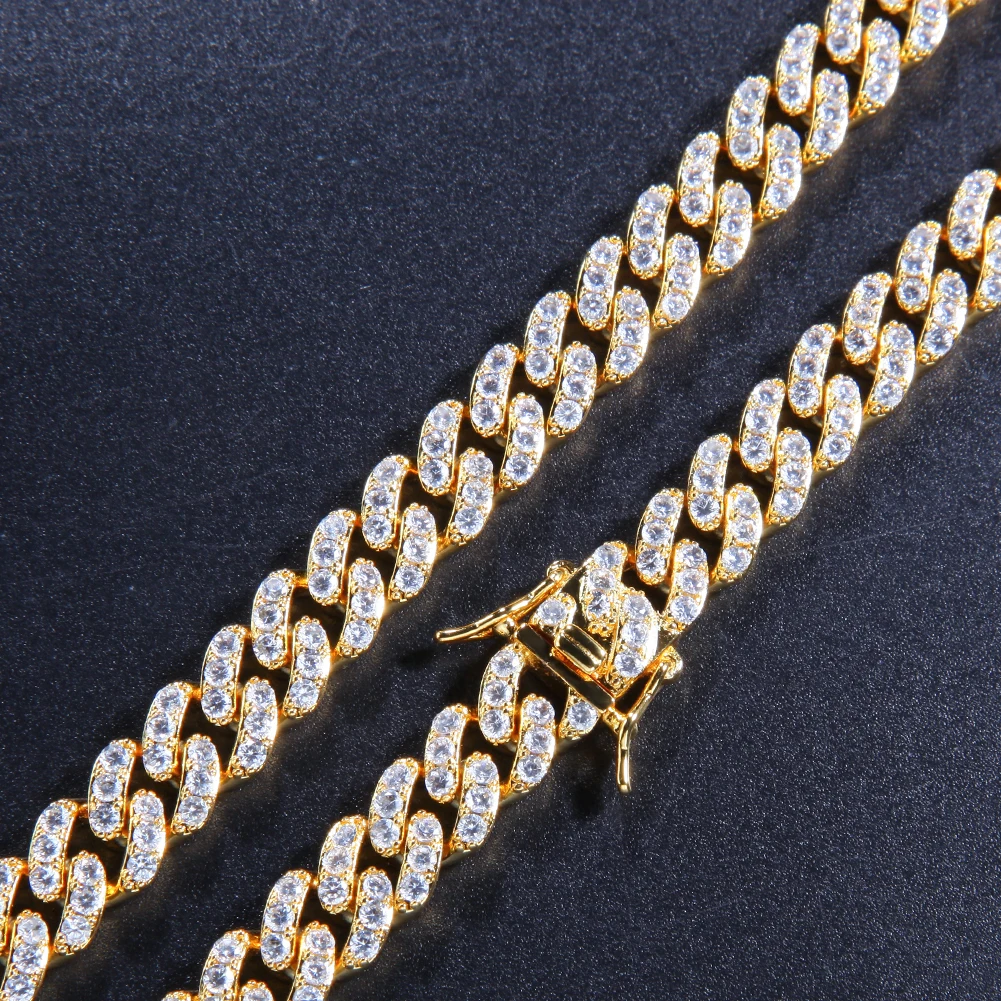 Iced para Fora Jóias para o Presente Cor de Ouro Uwin Cubana Chian Gargantilha Punk Moda Colar Masculino Hiphop 9mm cz 19 Joias e Acessórios