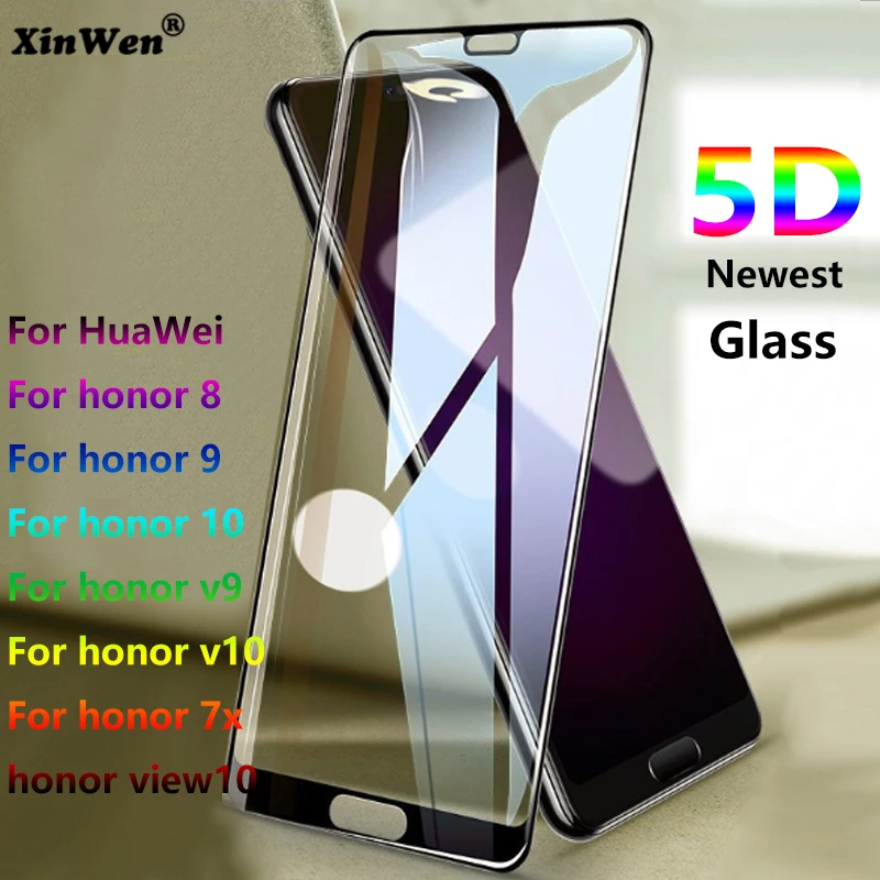 Xinwen 5D Защитная пленка для экрана из закаленного стекла для huawei honor 8 9 10 7x v9 v10 view 10 8 pro 8 9 lite фронтальная пленка 3d 4d