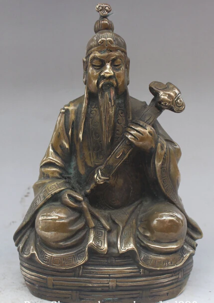 

10" Chinese Taoism Copper Ru Yi immortal Tai Shang Lao Jun Taoist priest Statue