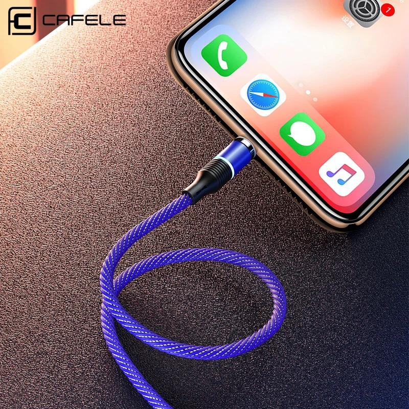 CAFELE Магнитный Micro USB кабель для iPhone светодиодный QC3.0 Тип C плетеный кабель зарядное устройство для samsung Xiaomi huawei 1 м 3 А Быстрая зарядка