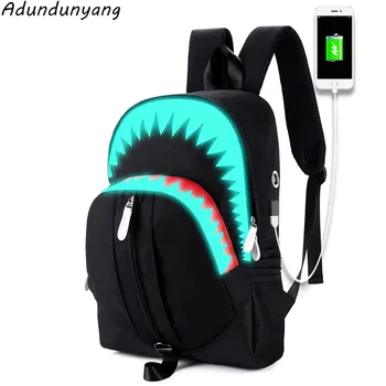 

Fashion Men's Backpack Luminous Students School Bags External USB Charge Laptop Backpacks Teenagers Casual Travel Mochila