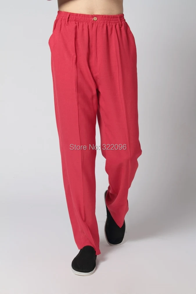 Шанхай история китайские традиционные брюки мужская одежда в китайском стиле Тай Чи Брюки Штаны для кунг-фу кунг фу тайцзи одежда красный