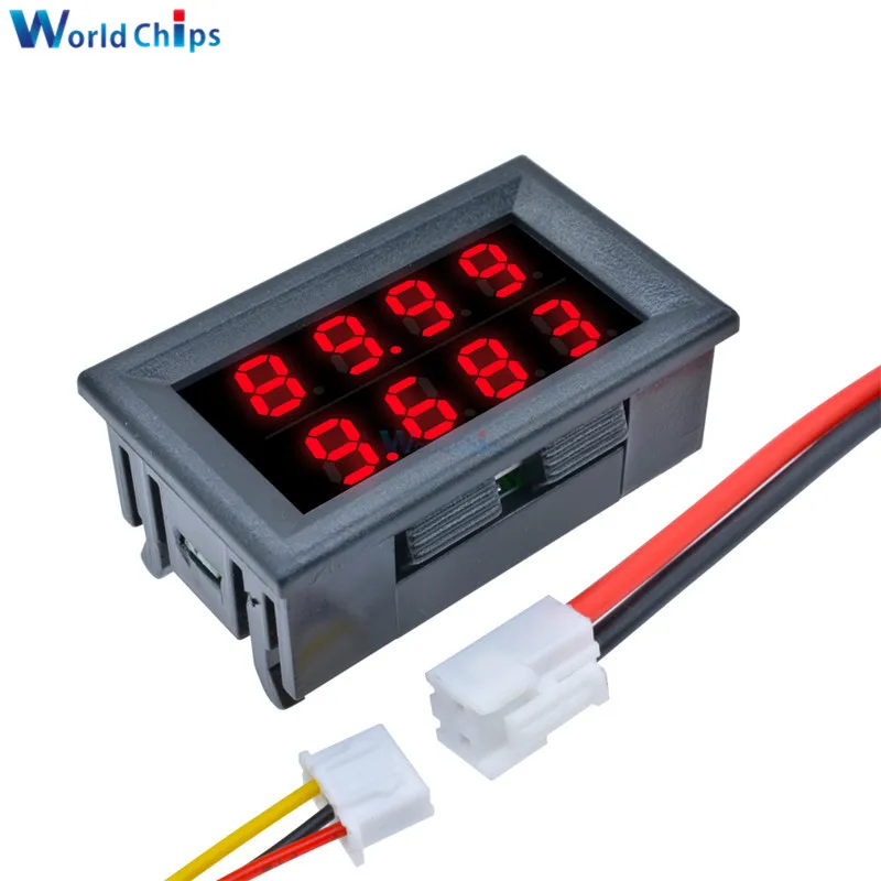 

Red+Red 0.28" Dual LED Display 4 Bit 0.28 Digital Ammeter Voltmeter Car Voltage Current Meter DC 0-200V 10A 5 Wire