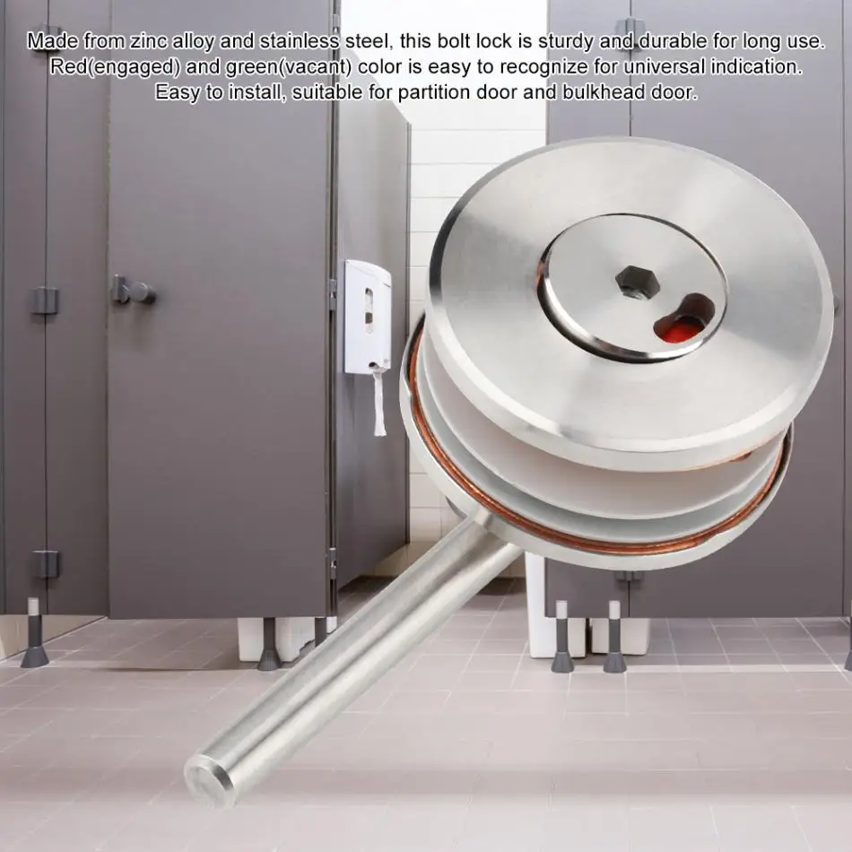 Vacant//Engaged Bathroom Door Lock stainless steel Silver Toilet Indicator Lock