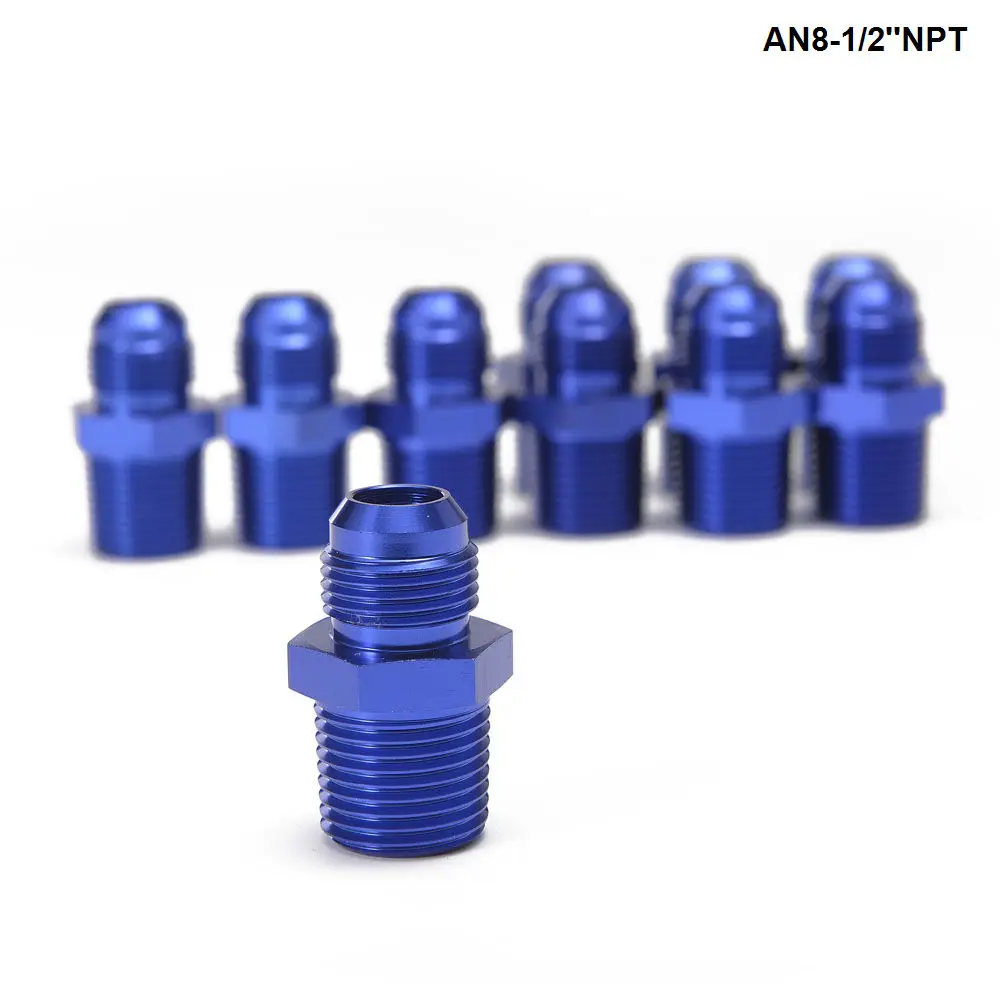 

10PCS/LOT Straight Flare to Pipe Thread Fitting Adapte For Oil Cooler Fuel Line /Oil hose AN8-1/2''NPT