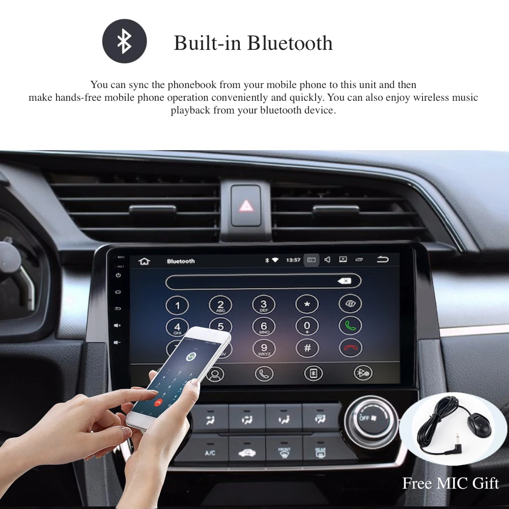 Excellent PX5 Android 9.0 2 DIN Car dvd Video GPS head unit For Honda Civic 2015 2016 2017 car radio gps stereo with Octa Core 4+64G+ WiFi 1