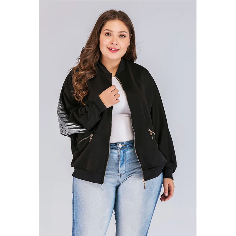 

2019 Autumn NEW 4 Plus Size Jackets Women Zipper Pockets Clothes loose Jackets Winter Coat Womens Jackets Streetwear Big Size