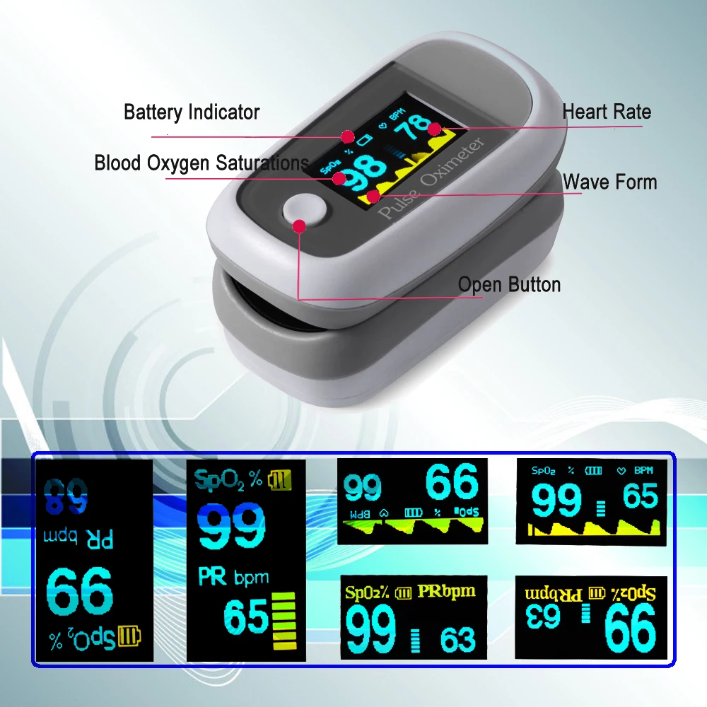 

Finger Pulse Oximeter SPO2 PR OLED Display Alarm Beep Blood Oxygen Monitor
