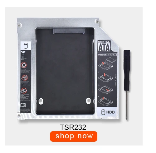 TISHRIC для ноутбука ODD DVD-ROM Optibay алюминиевый 2-ой HDD Caddy 12,7 мм IDE to SATA 2,5 дюймов чехол для SSD, HDD корпус