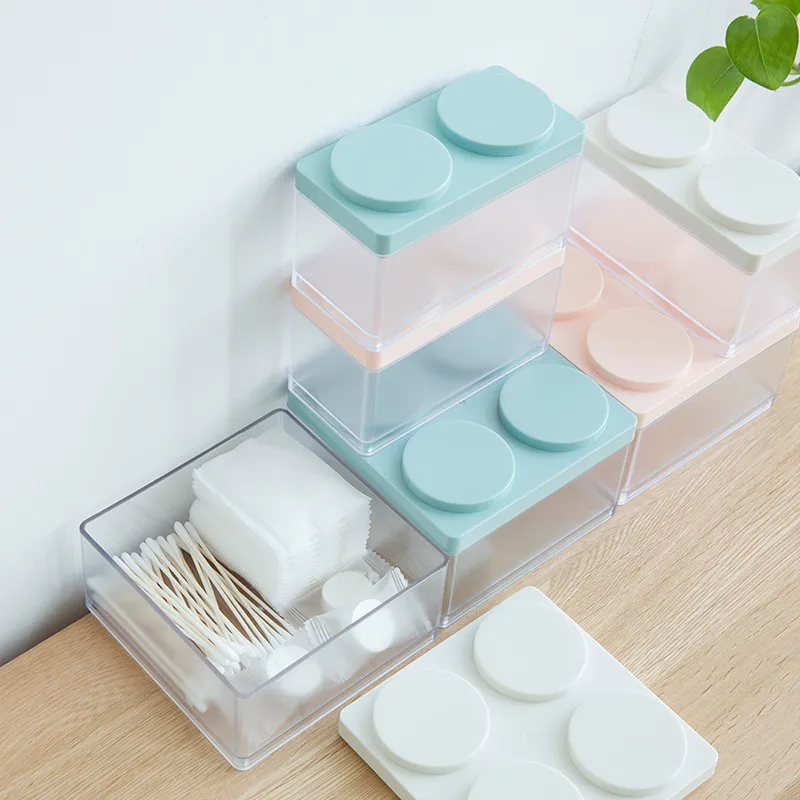 2PCs Transparent Office Storage Box With Lid Stackable Jewelry Cosmetic Lipstick Sundries Drawer Desktop Articles Organizer