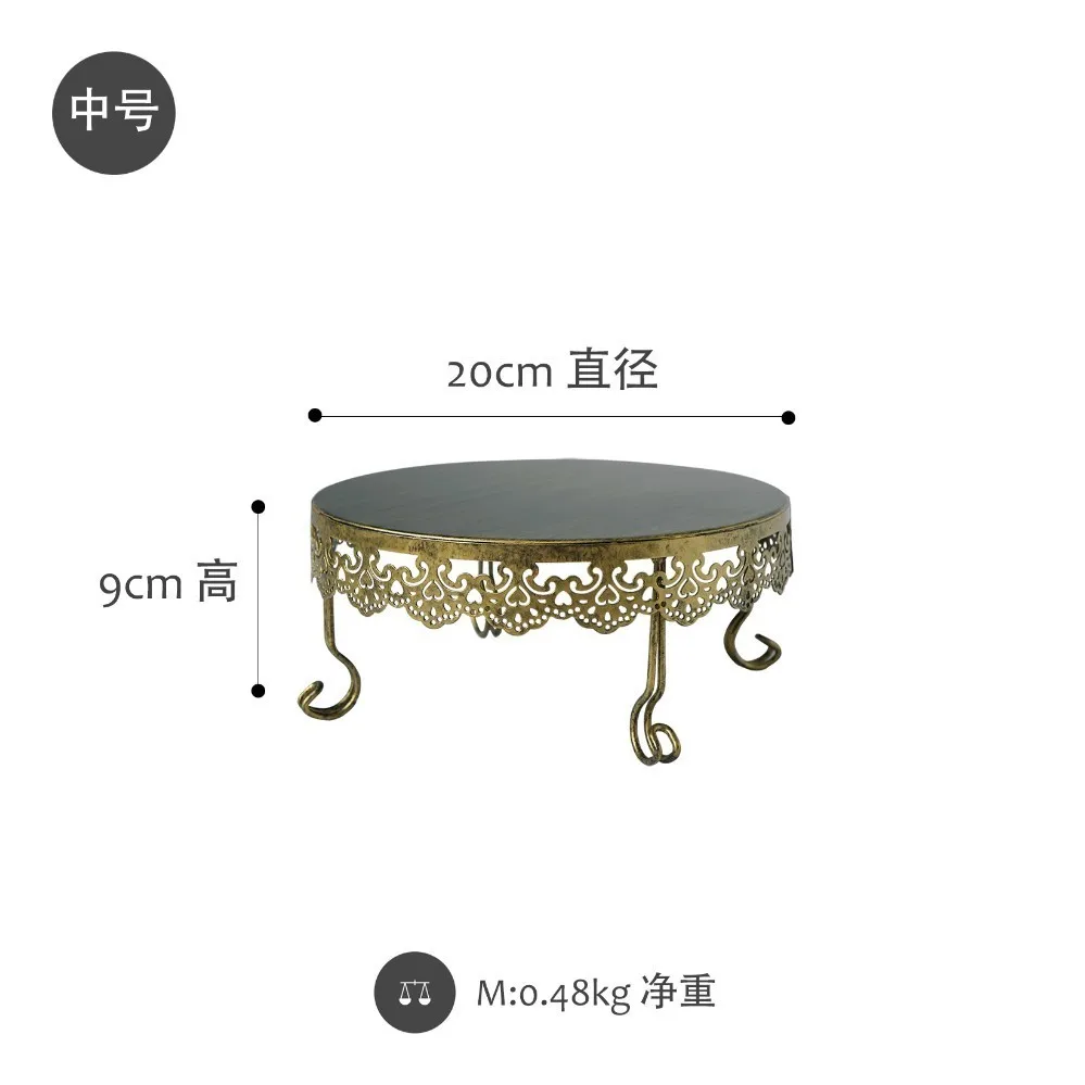 Дворцовый стиль торт стенд Европейский торт тарелка Золотой подставка для десерта десертный стол - Цвет: Round Middle