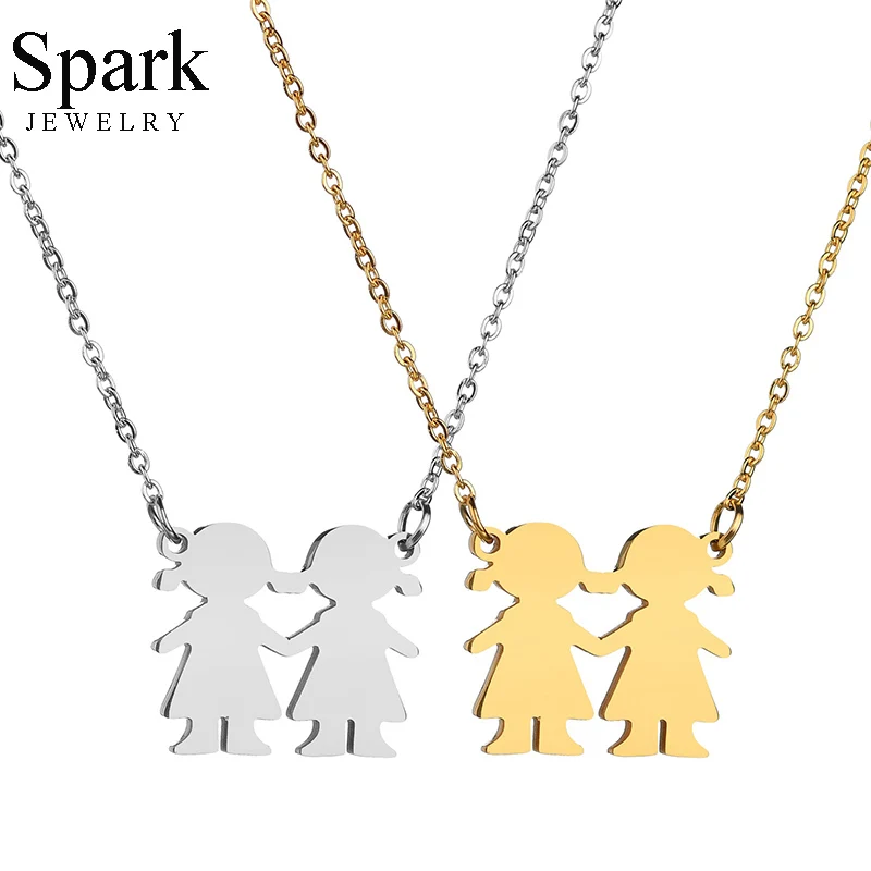Spark прекрасный 2 девочки дети семейное ожерелье из нержавеющей стали лучший друг