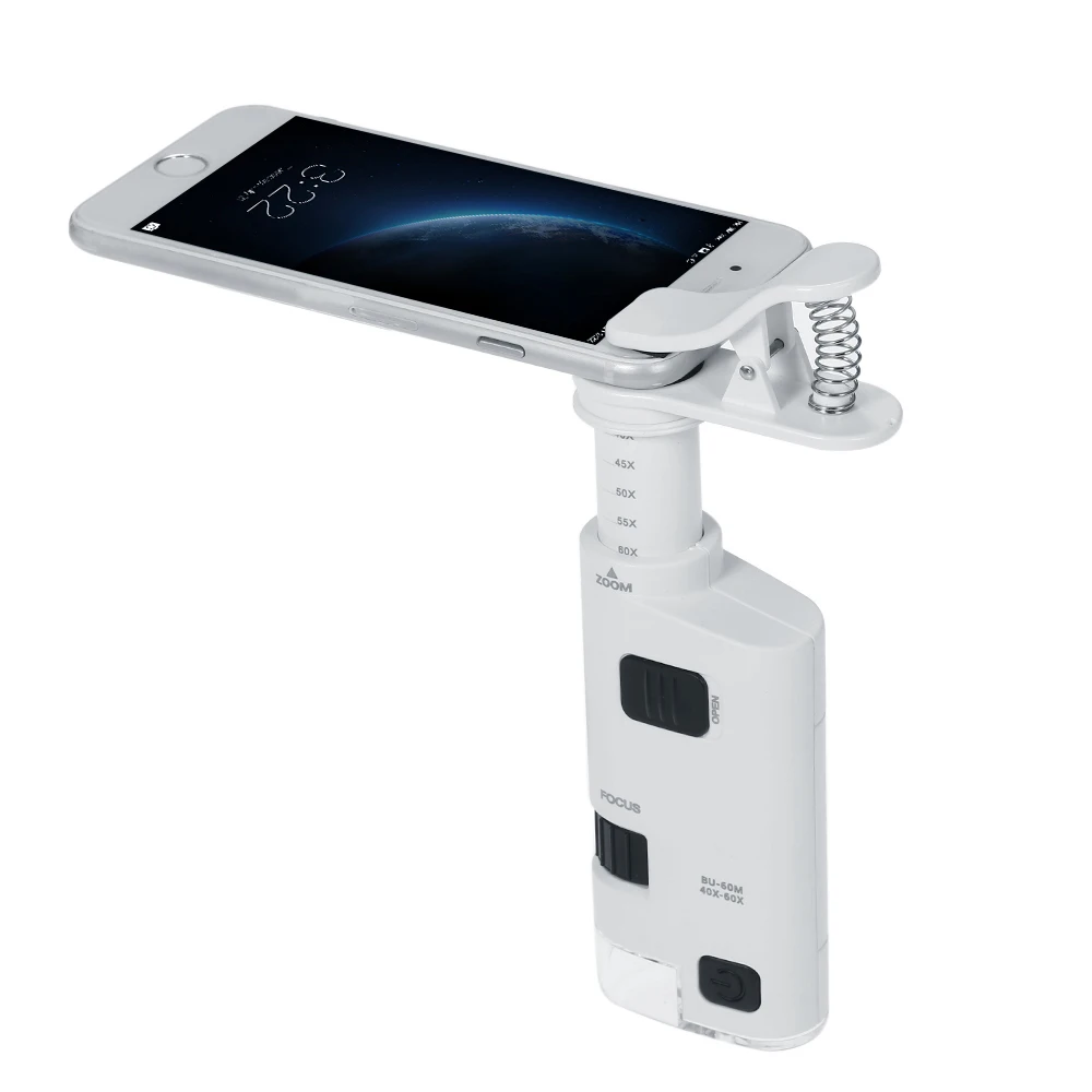 

120-190X LED Cell Phone Microscope Universal Clip-type Cellphone Microscope Magnifier with LED Lamp Magnifiers Loupe 8mm Lens