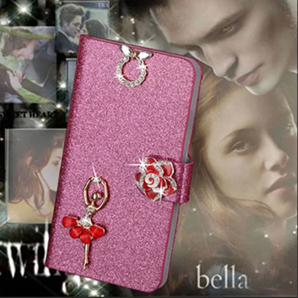 

Luxury PU Leather Wallet Case For Lenovo S858T Flip Cover Shining Crystal Bling Case with Card Slot & Bling Diamond